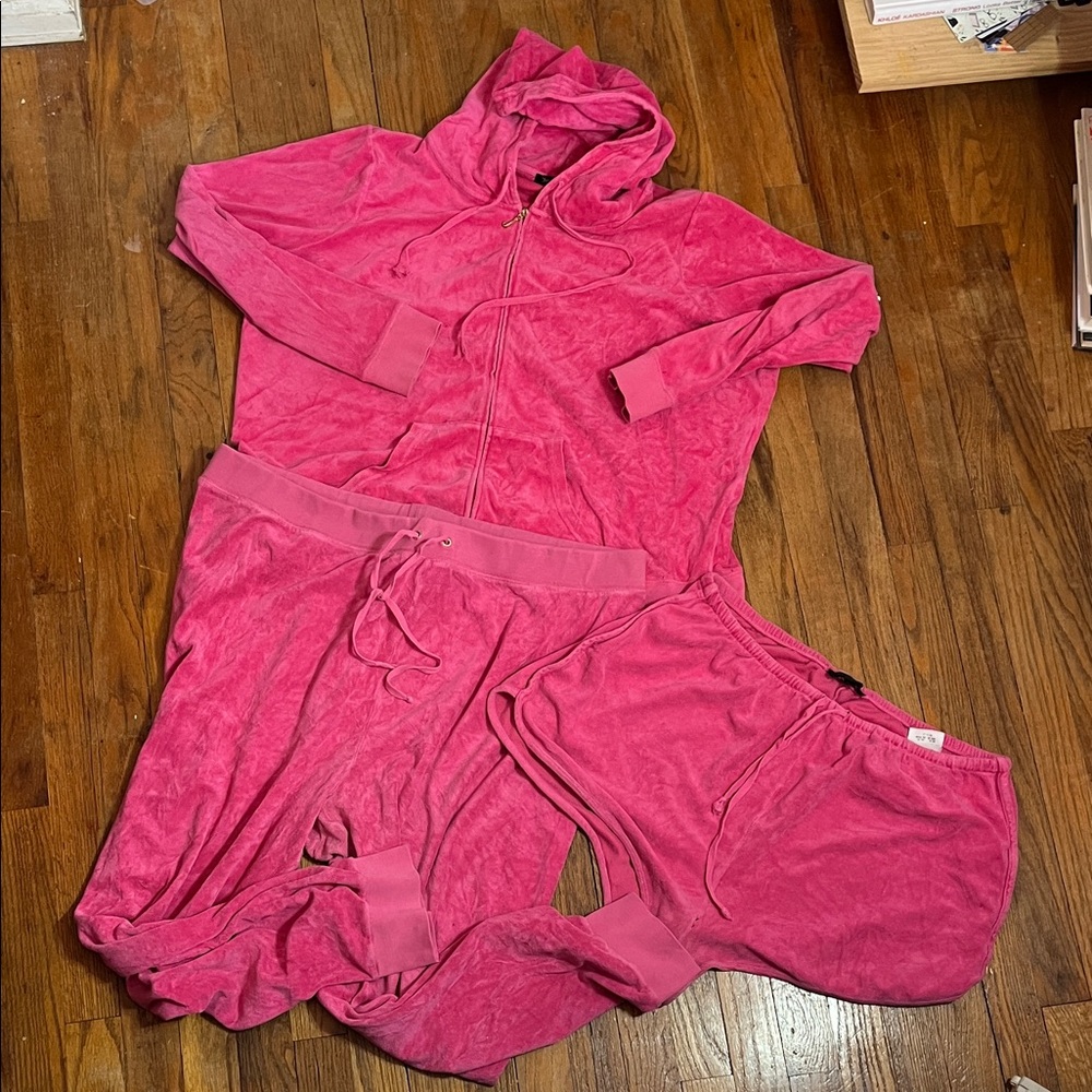 Used juicy couture black label hot Pink Set - Hoodie, Joggers & Shorts